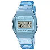 【CASIO】夏日清涼透明感電子休閒錶-藍(F-91WS-2)