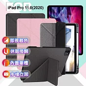 JTLEGEND for iPad Pro 11.0(2020) 鏡頭翻蓋折疊布紋代筆槽皮套 黑