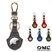【OMC】AirTag 義大利植鞣革半開孔保護套/鑰匙圈(6色可選)- 紫色