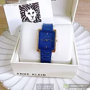 ANNE KLEIN安妮克萊恩精品錶,編號：AN00600,28mm, 36mm方形寶藍精鋼錶殼寶藍色錶盤精鋼寶藍錶帶