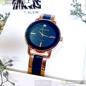 ANNE KLEIN安妮克萊恩精品錶,編號：AN00214,32mm圓形深藍色精鋼錶殼深藍色錶盤精鋼金藍色錶帶