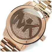 MICHAEL KORS 晶鑽錶盤閃亮不鏽鋼大錶盤釦式腕錶-玫瑰金