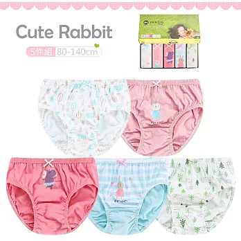 (五件組)BabyPark 韓國純棉兒童內褲 三角褲 女孩內褲組合 60 可愛兔子