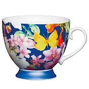 《KitchenCraft》高腳骨瓷馬克杯(翩蝶藍400ml) | 水杯 茶杯 咖啡杯