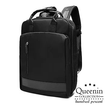 DF Queenin- 韓版百搭USB充電筆電後背包-共2色 黑色