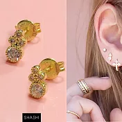 SHASHI 紐約品牌 Arushi 古典迷你圓鑽耳環 925純銀鑲18K金