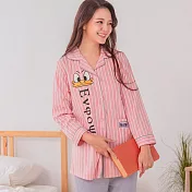 【Wonderland】卡通鴨居家睡衣褲組(2色) XL 粉色