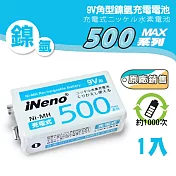 【iNeno】9V/500max鎳氫充電電池1入(住警器適用 入門 小資族)