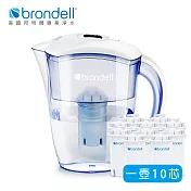 【Brondell】美國邦特爾 H2O+ 純淨濾水壺 （白）＋八周長效濾芯（10入）