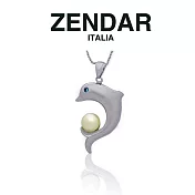 【ZENDAR】頂級淡水珍珠水鑽墜鍊 海豚造型 (Z7012) 金色