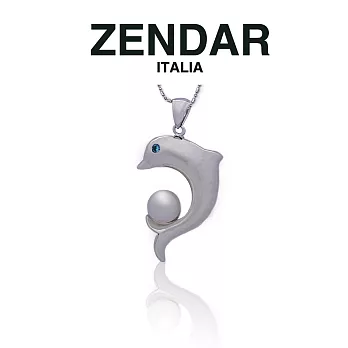 【ZENDAR】頂級淡水珍珠水鑽墜鍊 海豚造型 (Z7012) 銀色
