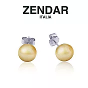 【ZENDAR】頂級淡水珍珠鈕扣耳針 8~8.5mm (Z7020) 金色