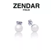 【ZENDAR】頂級淡水珍珠鈕扣耳針 8~8.5mm (Z7020) 白色