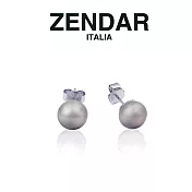 【ZENDAR】頂級淡水珍珠鈕扣耳針 10~10.5mm (Z7021) 銀色