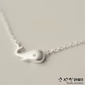 【Sayaka紗彌佳】可愛動物系列磨砂鑲鑽小鯨魚造型銀項鍊  -單一款式