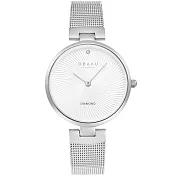 OBAKU 渦旋幾何時尚腕錶-銀X白