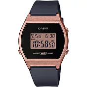 【CASIO】復古經典酒桶型數位休閒錶-黑X玫瑰金(LW-204-1A)