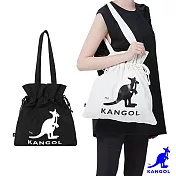 KANGOL - 英國袋鼠質感棉布抽繩托特包 白色