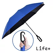 【Life+】dazzling 黑膠環扣自動傘/輕量傘/陽傘/摺疊傘_  海洋藍