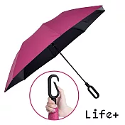 【Life+】dazzling 黑膠環扣自動傘/輕量傘/陽傘/摺疊傘_  魅力紅