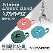 Leader X 多功能訓練環狀彈力帶 伸展輔助健身阻力帶 專業訓練3入組(粉+藍+綠)