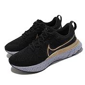 Nike 慢跑鞋 React Infinity Run 女鞋 襪套 輕量 透氣 避震 針織鞋面 路跑 黑 金 CT2423-009 23.5cm BLACK/GOLD