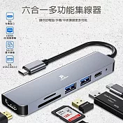 HB-P6 六合一PD充電傳輸集線器(TypeC/USB/HDMI/讀卡機)