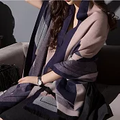 暖暖冬季圍巾-仿羊絨披肩圍巾 #03 藏青粉