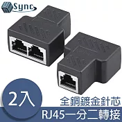 UniSync RJ45一分二網路轉接器/網路信號分接器/三母頭 2入組
