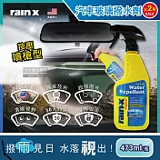 (2瓶超值組)美國RAIN-X潤克斯-按壓噴槍型強效耐久0附著汽車玻璃撥水劑473ml/瓶(後視鏡車用前擋免雨刷玻璃精鍍膜劑)
