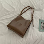 O-ni O-ni 新款優質真皮大容量軟面口袋水桶包(4色可選)(bag-203) 棕色