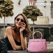 【SANPO】日本設計 南非頂級鴕鳥包 經典款(職人製作、日本製造) 櫻花粉