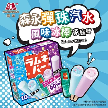 日本森永 (蘇打+葡萄) 彈珠汽水 風味冰棒8盒 (46.3gx10入/盒)
