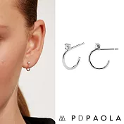 PD PAOLA 西班牙時尚潮牌 迷你C型耳環 925純銀 KITA 銀色白鑽