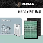 RENZA濾網 適用Coway AP-1220B 綠淨力雙向循環雙禦空氣清淨機 HEPA活性碳 濾心