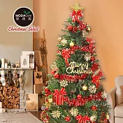 摩達客耶誕-6尺/6呎(180cm)特仕幸福型裝飾綠色聖誕樹 (綺紅金雪系配件)含全套飾品不含燈/本島免運費