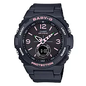 【CASIO】BABY-G 露營休閒風雙顯錶-黑X粉(BGA-260SC-1A)