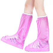 【EZlife】高筒隱藏式拉鍊全方位防雨鞋套- M 珠光粉