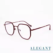 【ALEGANT】北歐極簡絲絨紅金屬鑲嵌輕量TR90光學框UV400濾藍光眼鏡