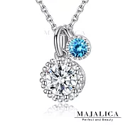 Majalica完美單鑽項鍊S925純銀吊墜女短項鏈鎖骨 單個價格 PN8177 45cm 銀色藍鋯