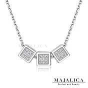 Majalica方塊遊戲項鍊S925純銀吊墜女短項鏈鎖骨鍊 單個價格 PN8179 45cm 銀色白鋯