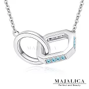 Majalica純銀項鍊纏綿相擁S925純銀女短項鏈鎖骨鍊 單個價格 PN8173 45cm 銀色藍鋯