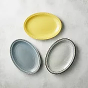 有種創意 - 日本美濃燒 - 珍珠邊橢圓淺盤 - 新色雙件組(3選2)  - 灰紫 + 乳白