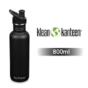 【美國Klean Kanteen】窄口超輕量不鏽鋼冷水瓶-800ml經典黑