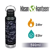 【美國Klean Kanteen】窄口運動不鏽鋼保溫瓶-592ml黑色迷彩