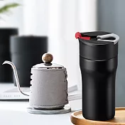 【PO:Selected】丹麥DIY手沖咖啡二件組(手沖咖啡壺-灰/法壓保溫咖啡杯12oz-紅)