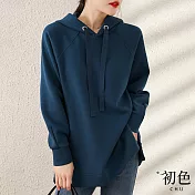【初色】日系寬鬆連帽上衣-藍色-91346(M-2XL可選) M 藍色