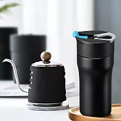 【PO:Selected】丹麥DIY手沖咖啡二件組(手沖咖啡壺-黑/法壓保溫咖啡杯12oz-藍)