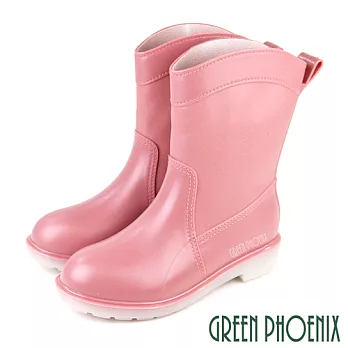 【GREEN PHOENIX】女 雨靴 雨鞋 中筒 繽紛色彩 吸震 減壓 防水 EU36 粉紅色