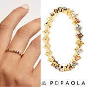 PD PAOLA 西班牙時尚潮牌 五色彩寶戒指 優雅多墜款 925純銀鑲18K金 SAGE S S